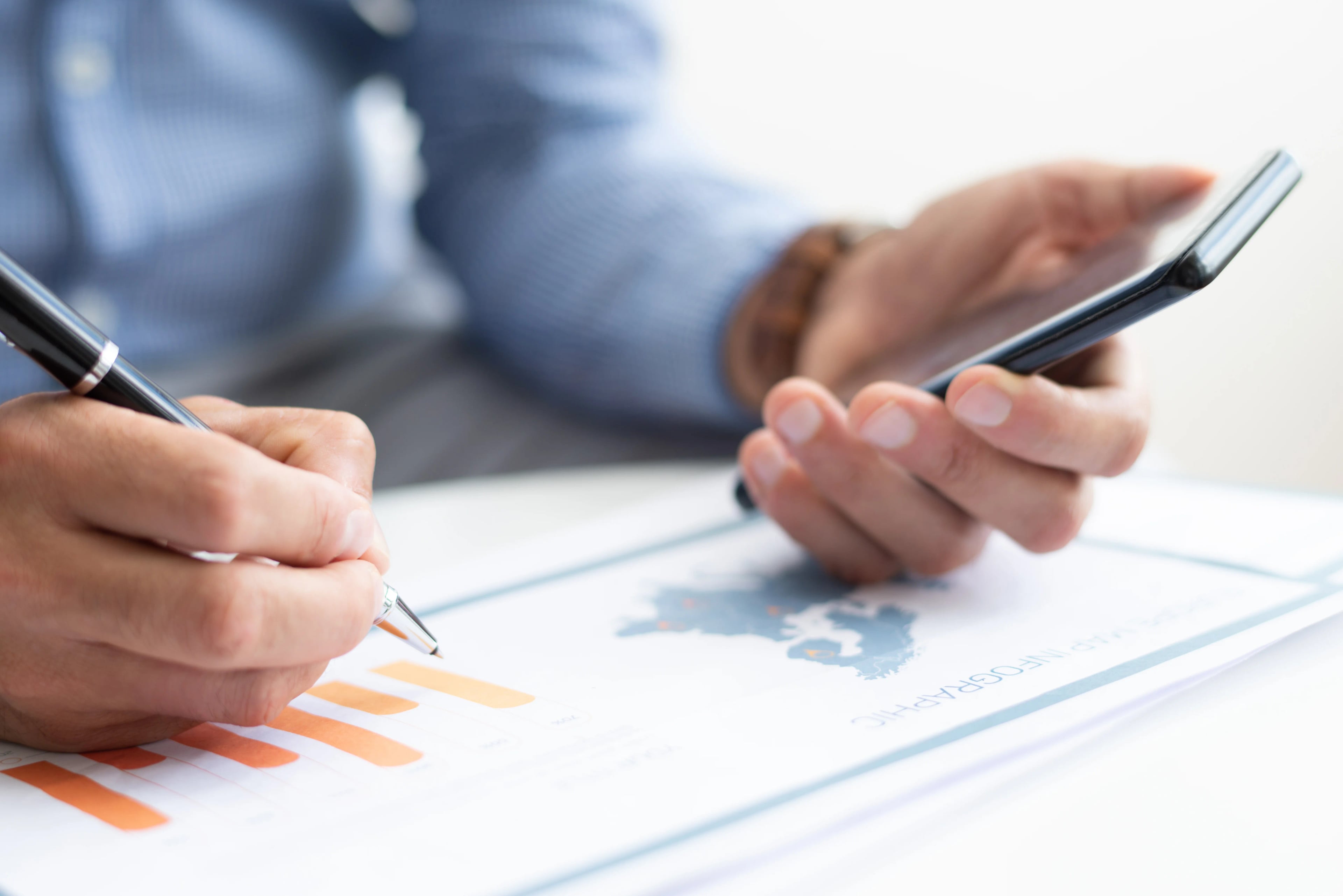Closeup business man working with diagram