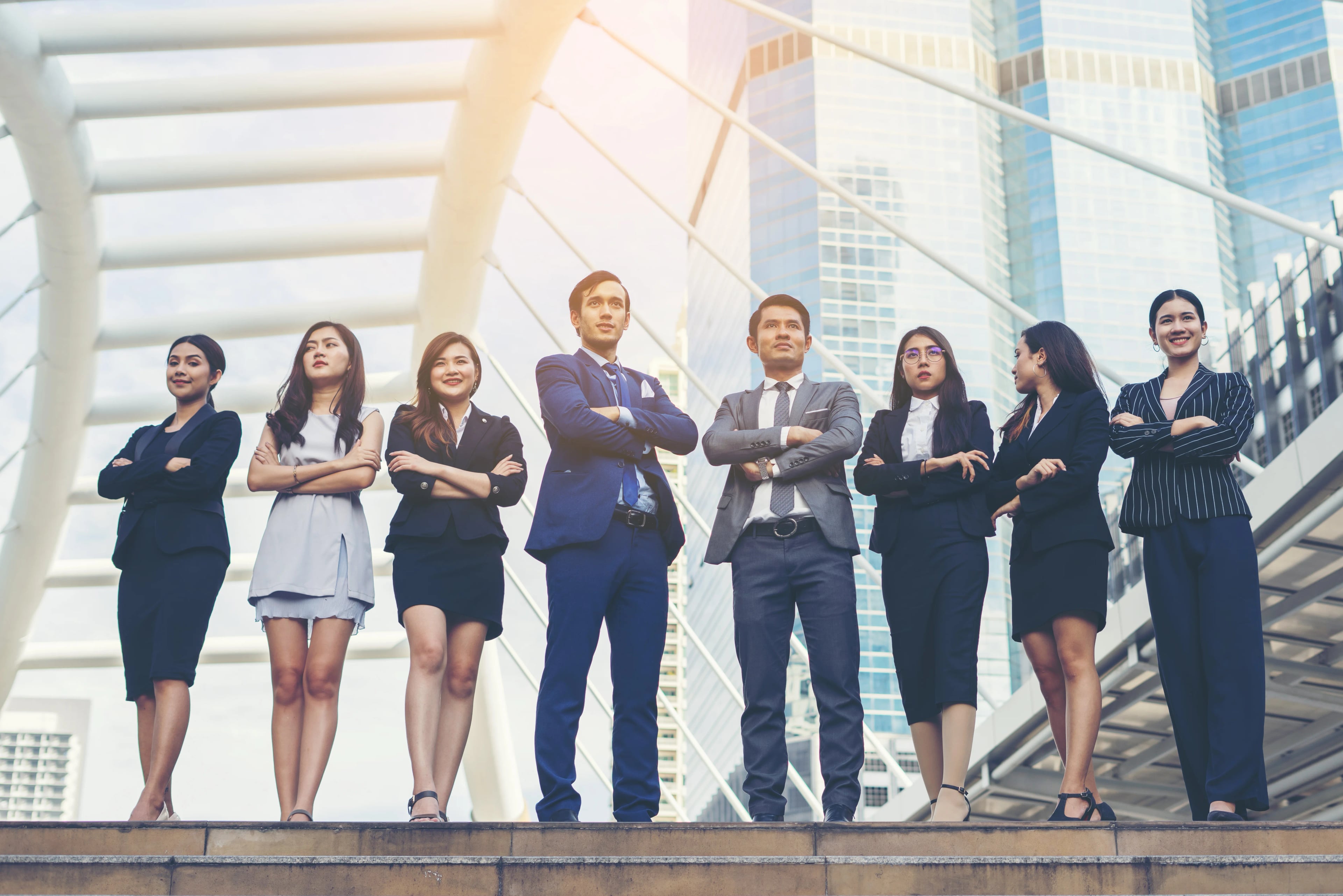 Portrait business people worker team outside