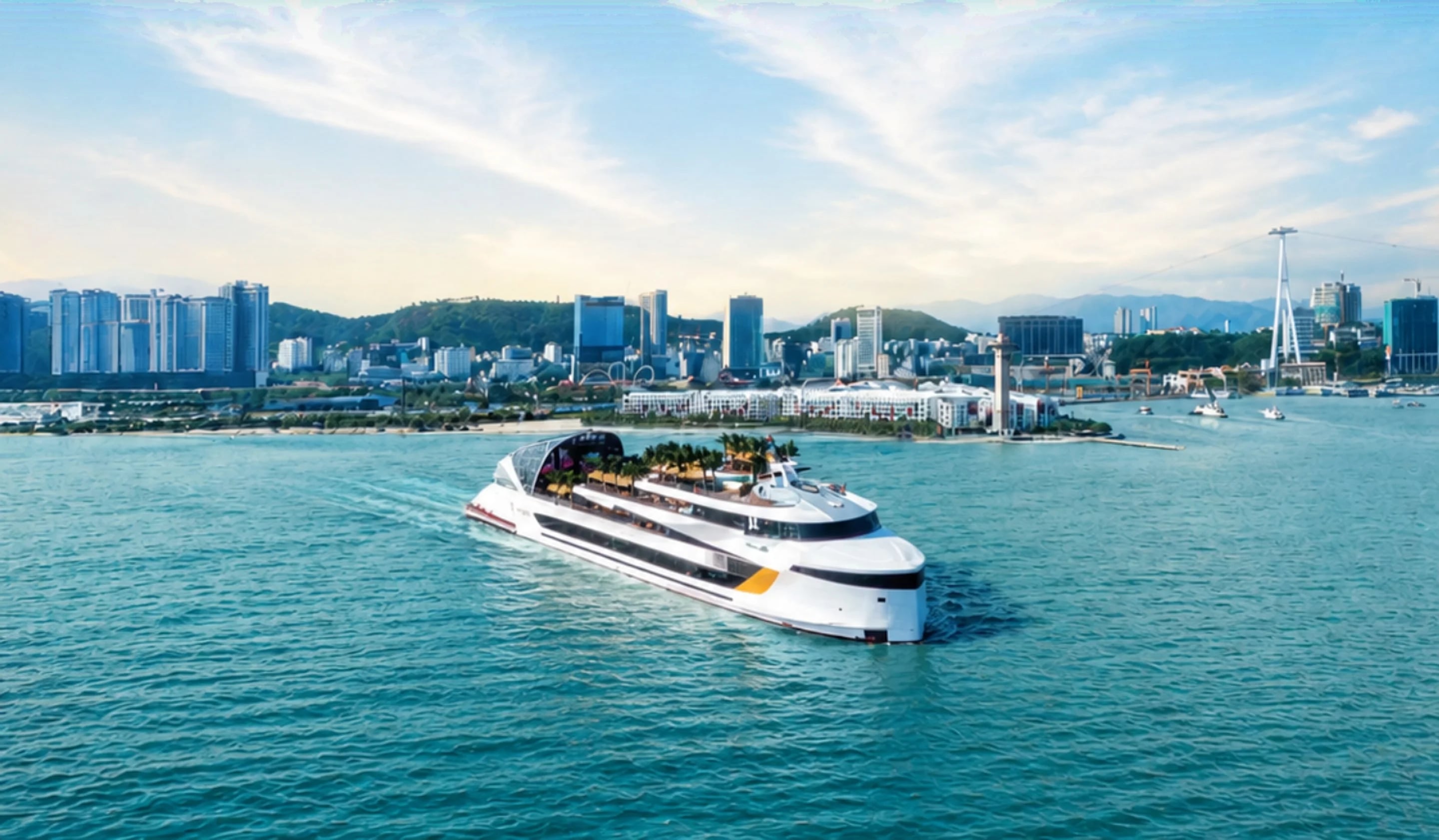 Du thuyền Dolphin Halong Cruise trước thành phố Hạ Long