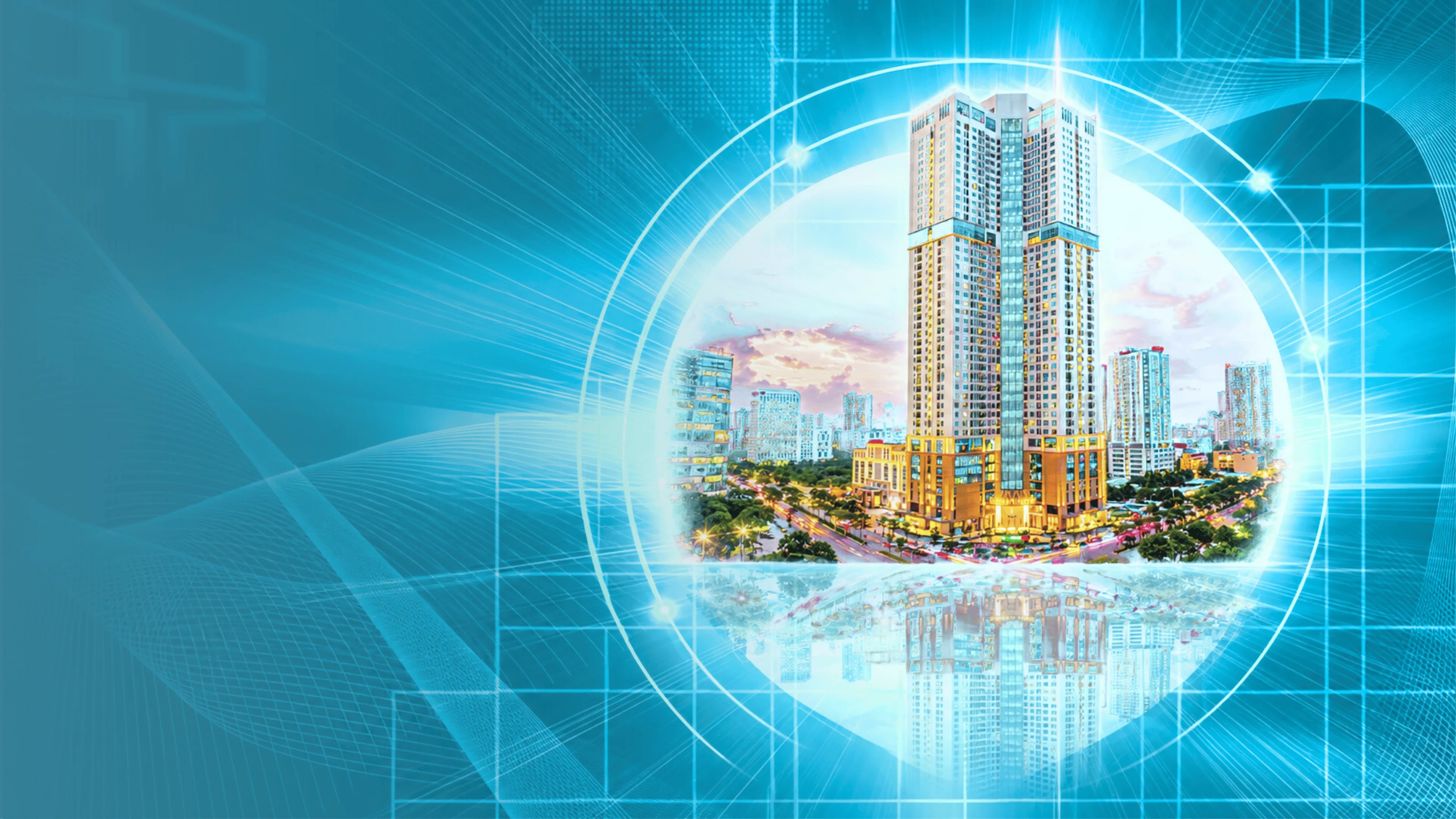 Hotel Tower in a Circle of Technological Light
